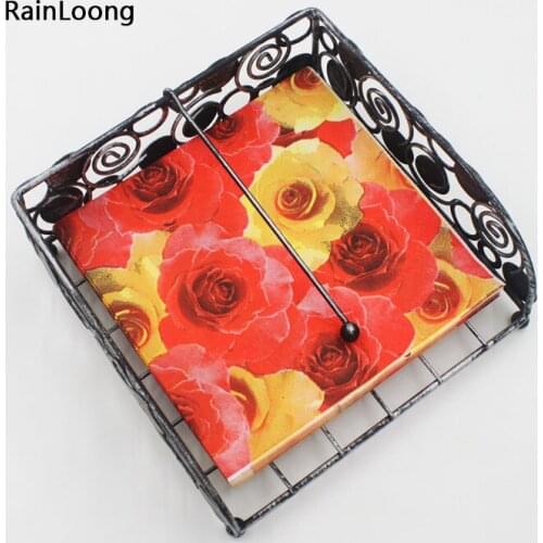 [RainLoong] Red Rose Paper Napkins Festive & Party Supplies Tissue Dinner Serviette Guardanapo 33cm*33cm 1 pack (20pcs/pack)