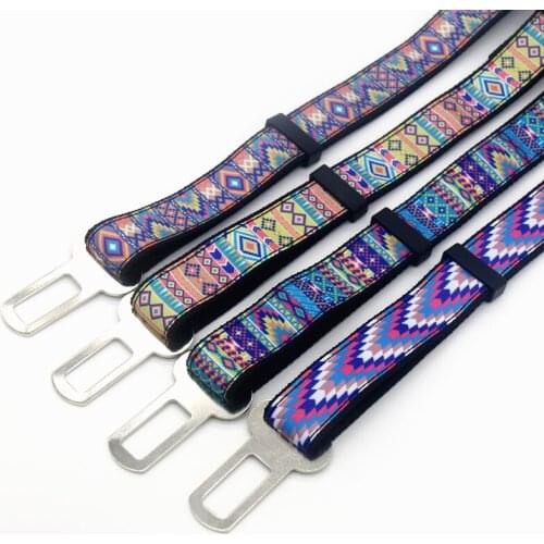 DHK 1'' 25mm Dog Seat Belt Tribal Pattern Personalized High Quality Ribbons Adjustable Dog Car Seat Belts E1945