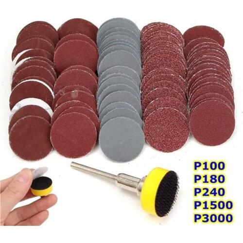 100Pcs 25mm 100-3000 Grit Sanding Discs + 1" Abrasives Hook & Loop Backer Plate + 1/8inch Shank Set For Polishing Tools