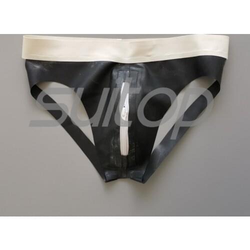 Suitop latex rubber jockstrap for men in black and white