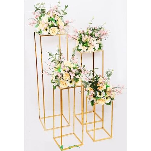 Wedding decoration Road lead Wrought Iron Geometric Flower Stand Party Decoration T Platform Flower Stand wedding pillars