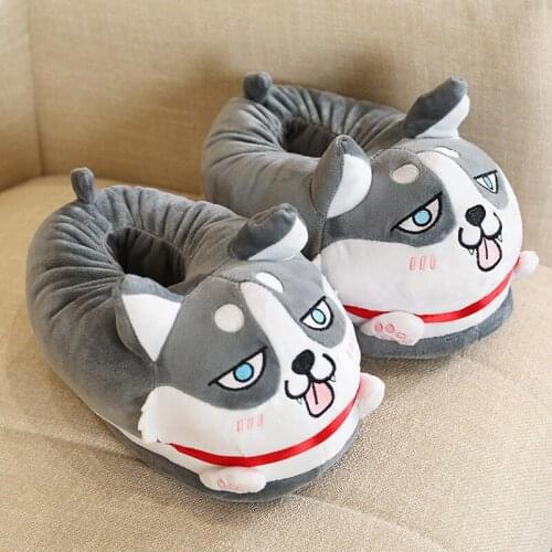 Anime Cartoon THusky Slipper Indoor Fluffy Fur Floor Slides Man/Woman Winter House Warm Shoes Unisex Home Cute plush Funny Shoes