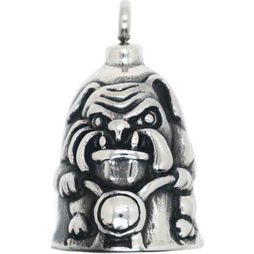 Heavy Mens 316L Stainless Steel Cool Biker Rider Motorcycle MAD DOG Style Bulldog Bell Pendant Newest Gift
