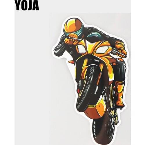 YOJA 11.3×18.5CM Riding A Motorcycle Super Cool Boy Decorative Car Sticker Creative Sports Vinyl Decal DY5-013