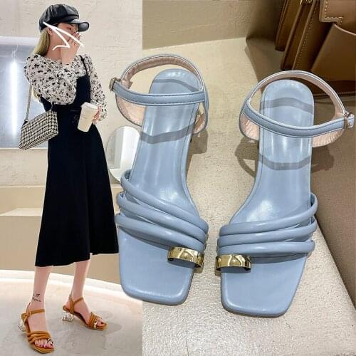 Block Heel Women Shoes Zapatos De Mujer Sandalias De Tacon Shoes Sandals Women High Heels Women White Yellow Plus Size 2021