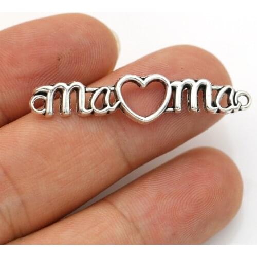 JAKONGO Antique Silver Plated Mama Connectors for Jewelry Making Bracelet DIY Accessories 40x9mm 10pcs
