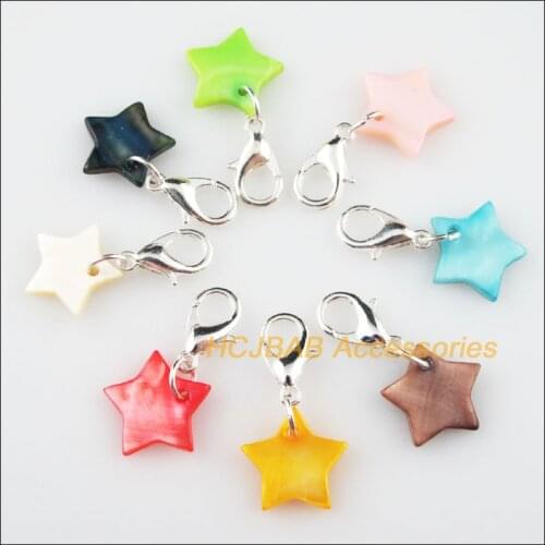 16Pcs Silver Plated Mixed Shell Star Charms Connectors Clasps