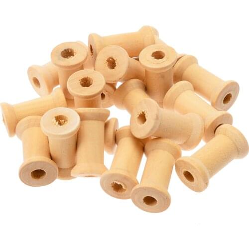 20pcs/lot 27mm Wooden Bobbins Vintage Spools Reels Organizer for DIY Sewing Ribbon Textile Yarn Twine Wood Crafts Decoration