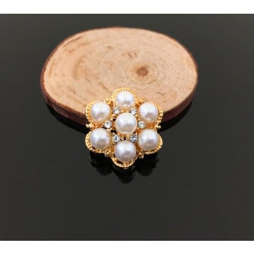 50pcs Pearl Crystal Flower strass Rhinestone Appliques Metal Buckle Button Accessories Fashion Wedding Dress Invitation Decor