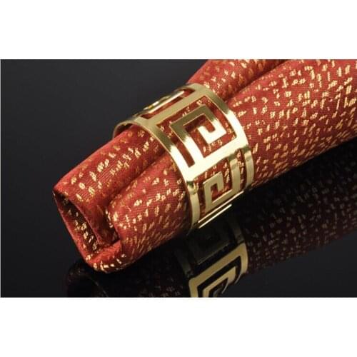 6pcs/lot Western Chinese Continental hollow pattern buckle napkin ring napkin ring mouth cloth buckle (gold, 4.5cm)