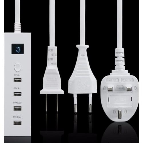 EU/US/UK Plug 4 Port USB Power Adapter 4 USB Charging Ports Wall Charger Power Adaptor for Phone Tablet