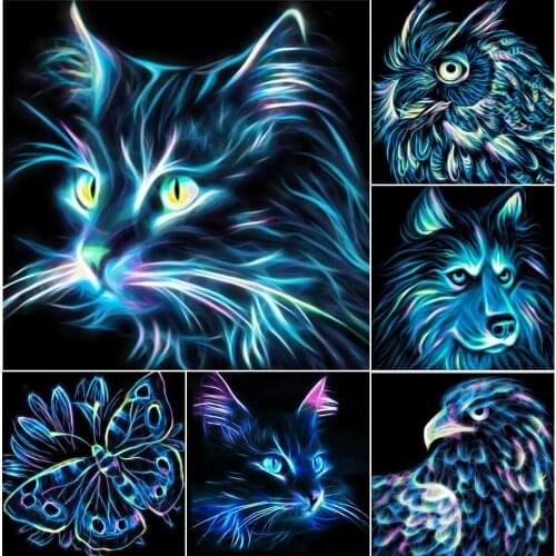 5D DIY Diamond Painting Animal Wolf Cat Cross Stitch Kit Full Drill Embroidery Mosaic Art Picture of Rhinestones Home Decor Gift