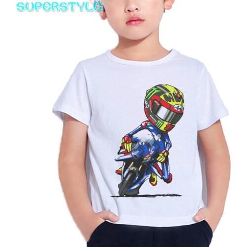 Motorcycle Motocross Printed White Tshirt for Boys Kids T Shirt Cartton Hipster Toddler Boy Tops Summer 2021 Kid Clothes,DHKP192