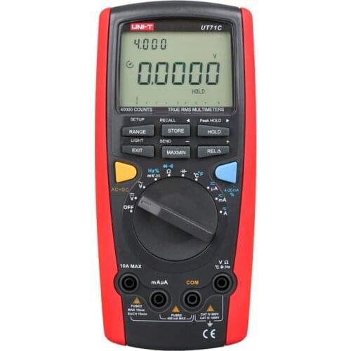 UNI-T UT71C True RMS AC/DC Voltage Current Digital Multimeter with Temperature, 4~20mA Loop,Data Store and Data Recall Feature