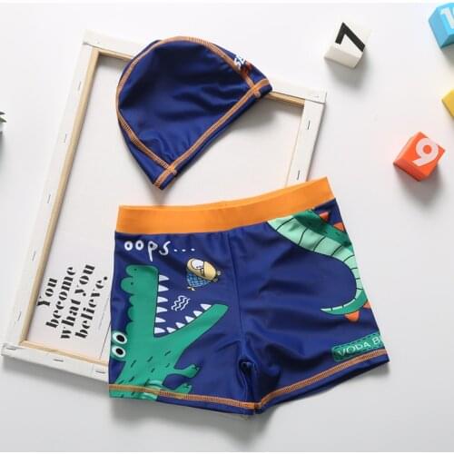 Children Swimwear with a Swimming Cap New Summer Briefs Kids Swimsuit Boys Swimming Trunks Boys Bathing Suit for 2-11 Years Old