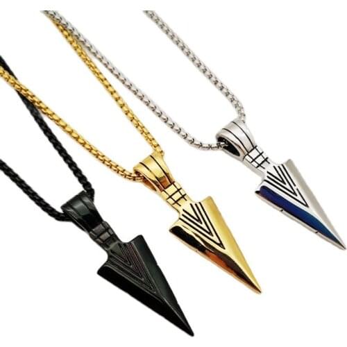 Mens Necklaces Stainless Steel Vintage Spearhead Arrowhead Pendant Necklace for Men Special Surf Bike chocker