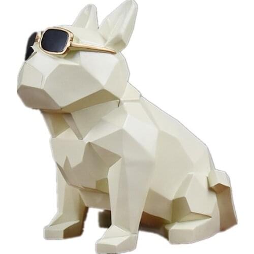 GEOMETRIC BULLDOG FIGURINE ANIMAL DOG ART SCULPTURE RESIN ART&CRAFT MODERN HOME DECORATION ACCESSORIES FOR LIVING ROOM R512