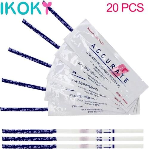 IKOKY Quick Reliable Pregnancy Predictor Test Strip Pregnancy Test Lot First Response Over 99% Accuracy HCG Pregnant Stick 20Pcs