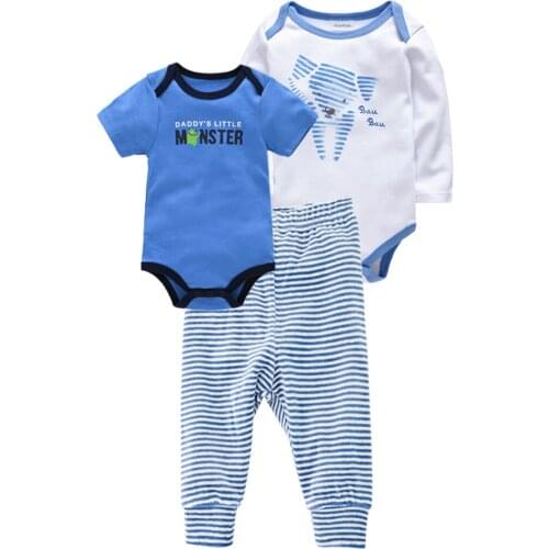 3PCS Baby Girls Romper Cartoon Pattern Cotton Long Sleeve Jumpsuit+Pants Outfits Set Newborn Infant Clothing Baby Boy Clothes