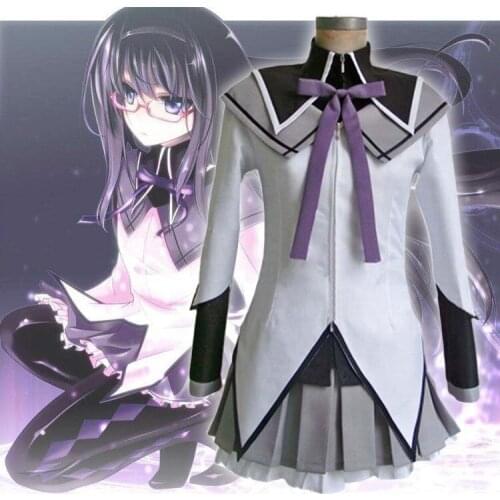 Anime Puella Magi Madoka Magica Akemi Homura Cosplay Costumes With Bowknots Cosplay Dress Homura Akemi Cosplay