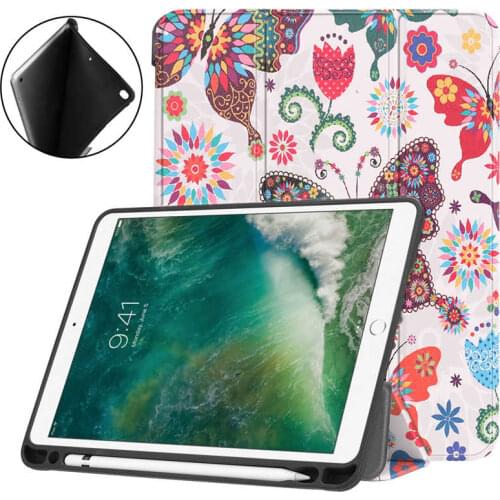 Magent Stand Flip Leather Case For iPad 9.7 inch 2017 with pencil holder Cover For iPad 9.7 2018 inch Tablet case + film Pen