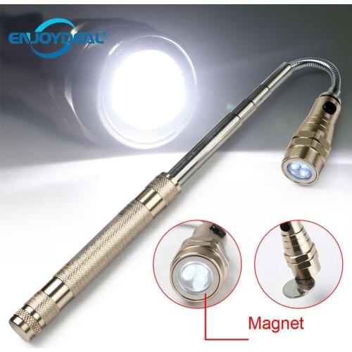 Magnetic Pick up Retractable LED Flashlight Telescopic Extending Torch W/ Magnetized Head Waterproof Pick Up Tool Camping Lamp