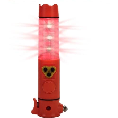 Multifunctional 6-in-1 Auto Emergency Safety Hammer Seat belt Cutter Car Light Flashing Red Beacon LED Flash Light rescue tool