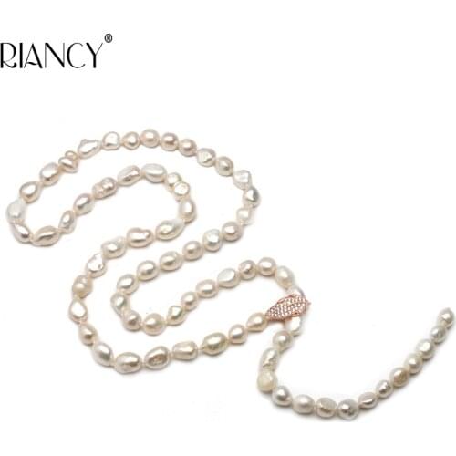 Fashion Pearl Jewelry Baroque Necklace Natural Freshwater Pearl Sweater Chain Accessories Leaves pearl Necklace For Women gift