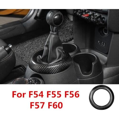 Real Carbon Fiber Car Gear Cover Shift Knob Sticker Styling Moulding Trim for Mini Cooper F54 F55 F56 F57 F60 Accessories