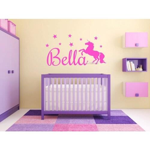 Unicorn Star Girls Room Wall Stickers Decor Customized Name Monogram Wall Decal Hot Selling Wall Tattoo High Quality Mural SA589
