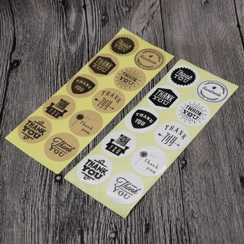 200PCS/pack Thank You Self Adhesive Kraft Paper Stickers for Diary Scrapbook Book Hand Made Jewelry Gift Cake Packing Stickers