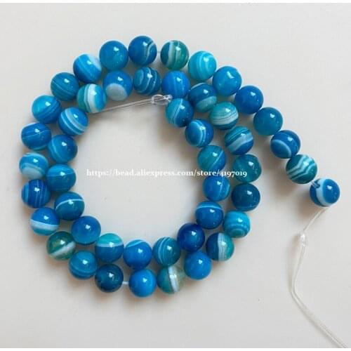 Natural Stone Top Quality Blue Sardonyx Agates Round Loose Beads 6 8 10 12MM Pick Size For Jewelry Making