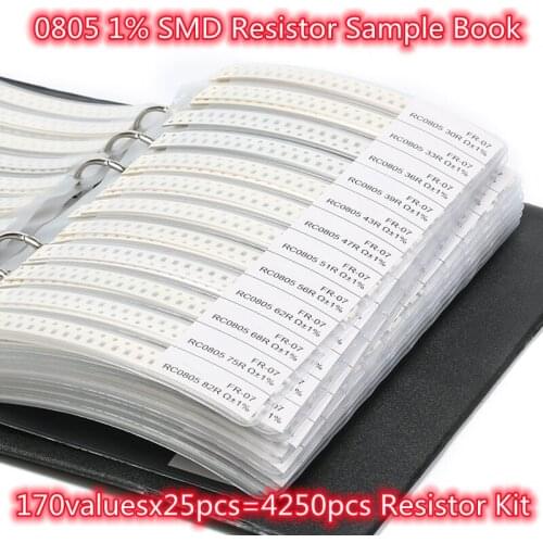New 0805 SMD Resistor Sample Book 1% Tolerance 170valuesx25pcs=4250pcs Resistor Kit 0R~10M