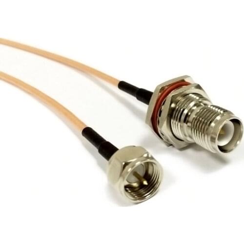 New RP-TNC female jack (male pin) to F male plug connector jumper RG316 fast shipping 15CM adapter