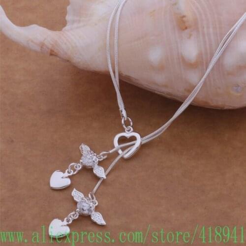 Silver Plated Necklace, Silver Plated fashion jewelry Tai chi fly bead heart necklace /eoqanfxa bpsakgza AN491