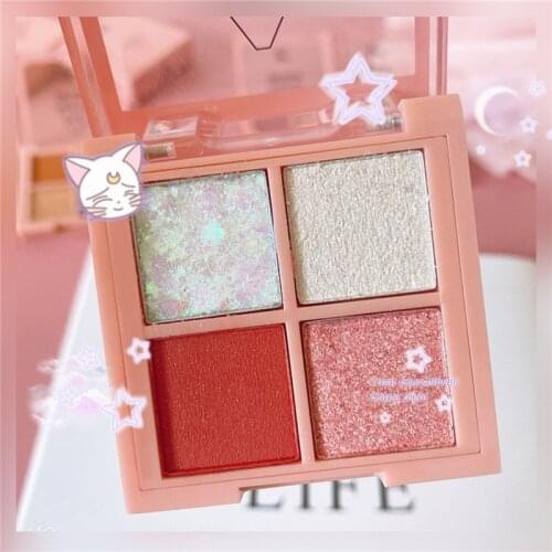 4 Color Eye Shadow Palette Glitter Pearlescent Waterproof Milk Tea Sequin Long Lasting Makeup Palette Shimmer Eyeshadow Cosmetic