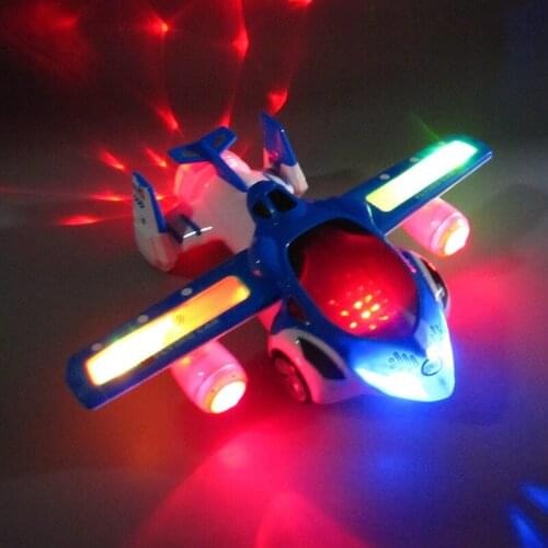 Electric Transformation Party Light Music Airplane Universal 360 Degree Rotating Aircraft Kids Gifts