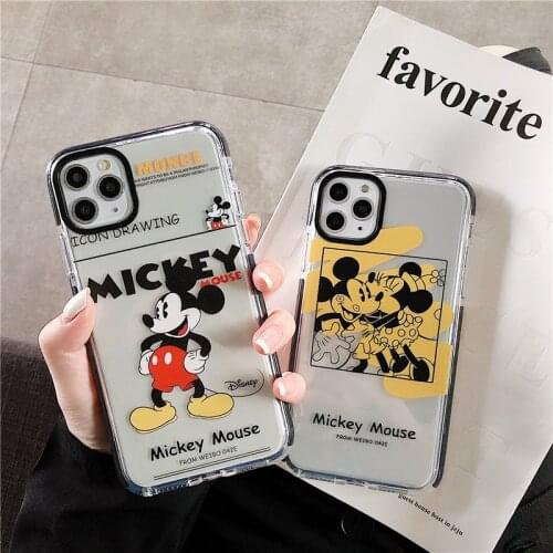 Disney Mickey Mouse Phone Case For iPhone 7/8/ Plus XR XS Max 11 Pro Max 12 promax/12mini Transparent Back Cover