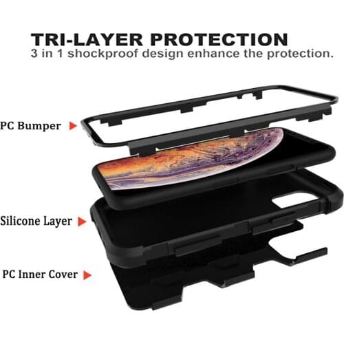 Luxury Shockproof Armor Case Cover On The For IPhone 11 Bumper Case For IPhone 11 Pro Max Tri-Layer Protection Back Case
