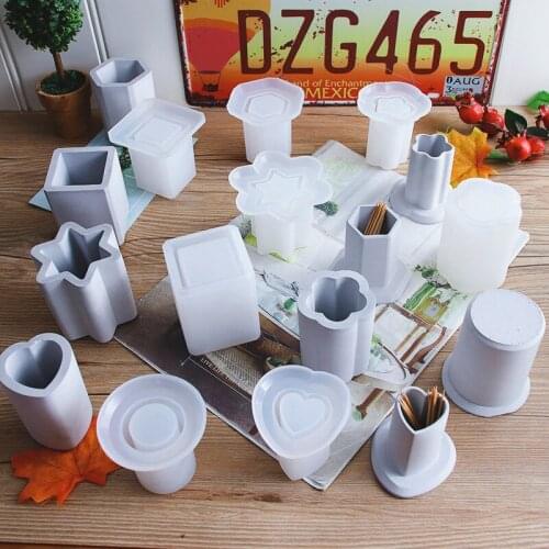 2PCS/set Silicone Mould Dried Flower Decorative Craft DIY Storage Toothpick Holder Mold epoxy resin Flowerpot molds Candle mold