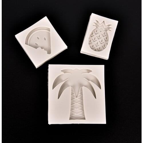 Watermelon pineapple fruit silicone mold Decorating Cupcake decorating Gumpaste fondant mould Cake Tools palm tree tool
