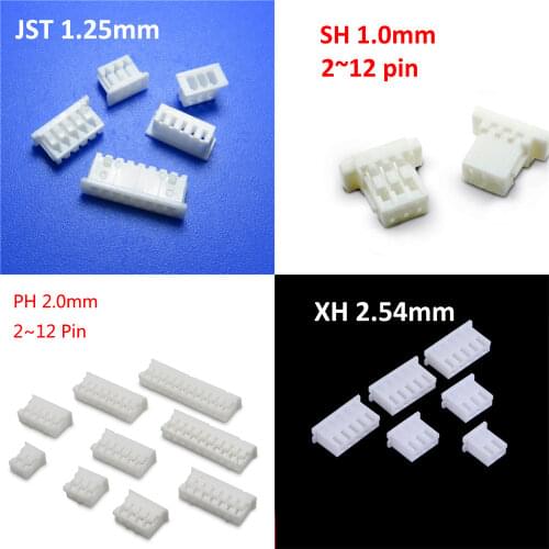 100pcs SH 1.0 JST 1.25 PH 2.0 XH 2.54 mm Pitch Connector 2/3/4/5/6/7/8/9/10/11/12/13/14/15/16P Pin Housing Shell