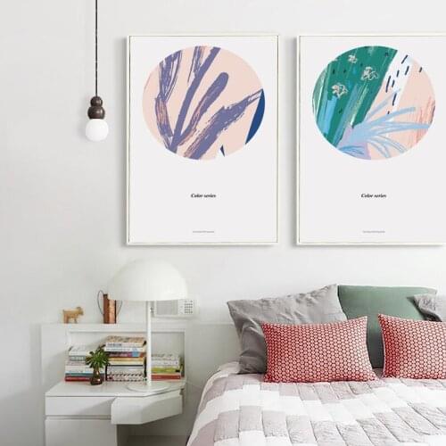 Modern Minimalist Abstract Round Painted Canvas Art Print Poster Picture Wall Living Room Bedroom Office Modern Home Decor