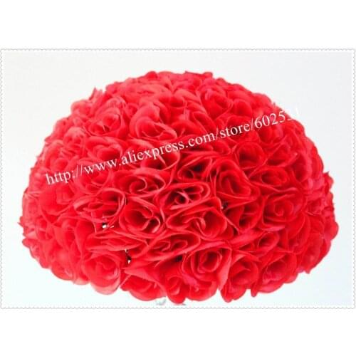 SPR 40cm No leaf Artificial Rose Flower Ball Bridal Wedding Decor Favor Party Kissing Balls Wedding bouquet-4pcs/ctn