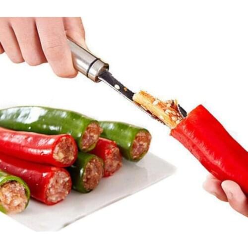 Stainless Steel Chili Seeds Remover Serrated Pepper Remover Stainless Steel Kitchen Tools Fruit Corer Slicer Peeler