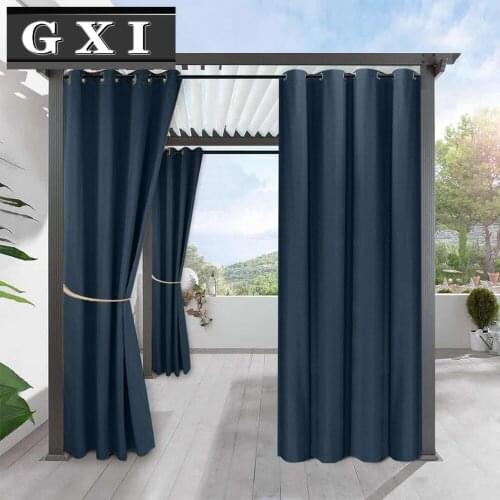 Dark Blue Waterproof Pergola Outdoor Curtain for Garden Patio Full Blackout Curtains Bedroom Living Room Bath Room Panel Drape