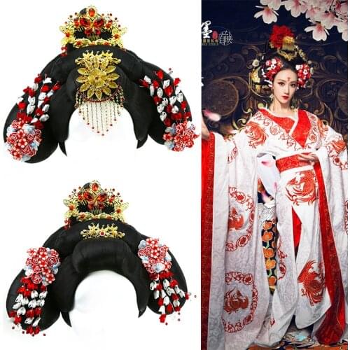 TV Play Great Tang Empress Wu zetian cosplay hair antique queen hair royal princess headwear historical studio photography