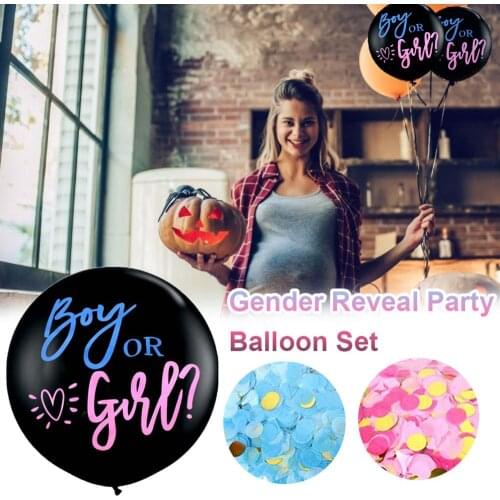 New Boy and Girl Party Decoration Props 36 Inch Balloon Boy or Girl Big Black Balloon Newborn Gender Reveal Party Flower Balloon