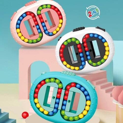 Rotating Beans Cube Fingertip Toys Kids Adults Stress Relief Spin Bead Puzzles Children Education Intelligence Game