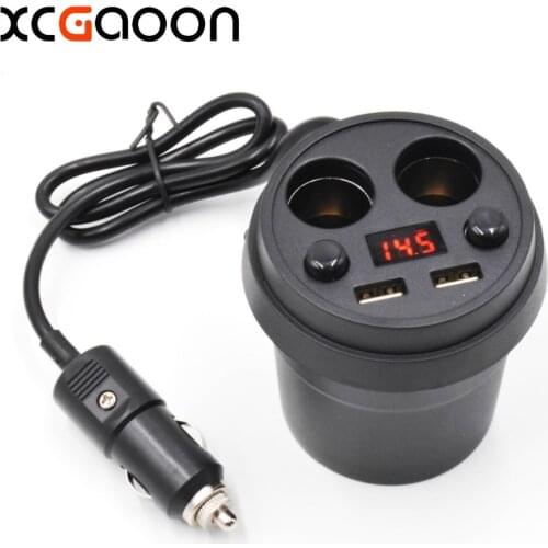 XCGaoon 2 Ways 2 USB Port 5V 3.1A Car Multi Functional Cigarette Lighter / Car Charger with LED Screen, Test Voltage & Current